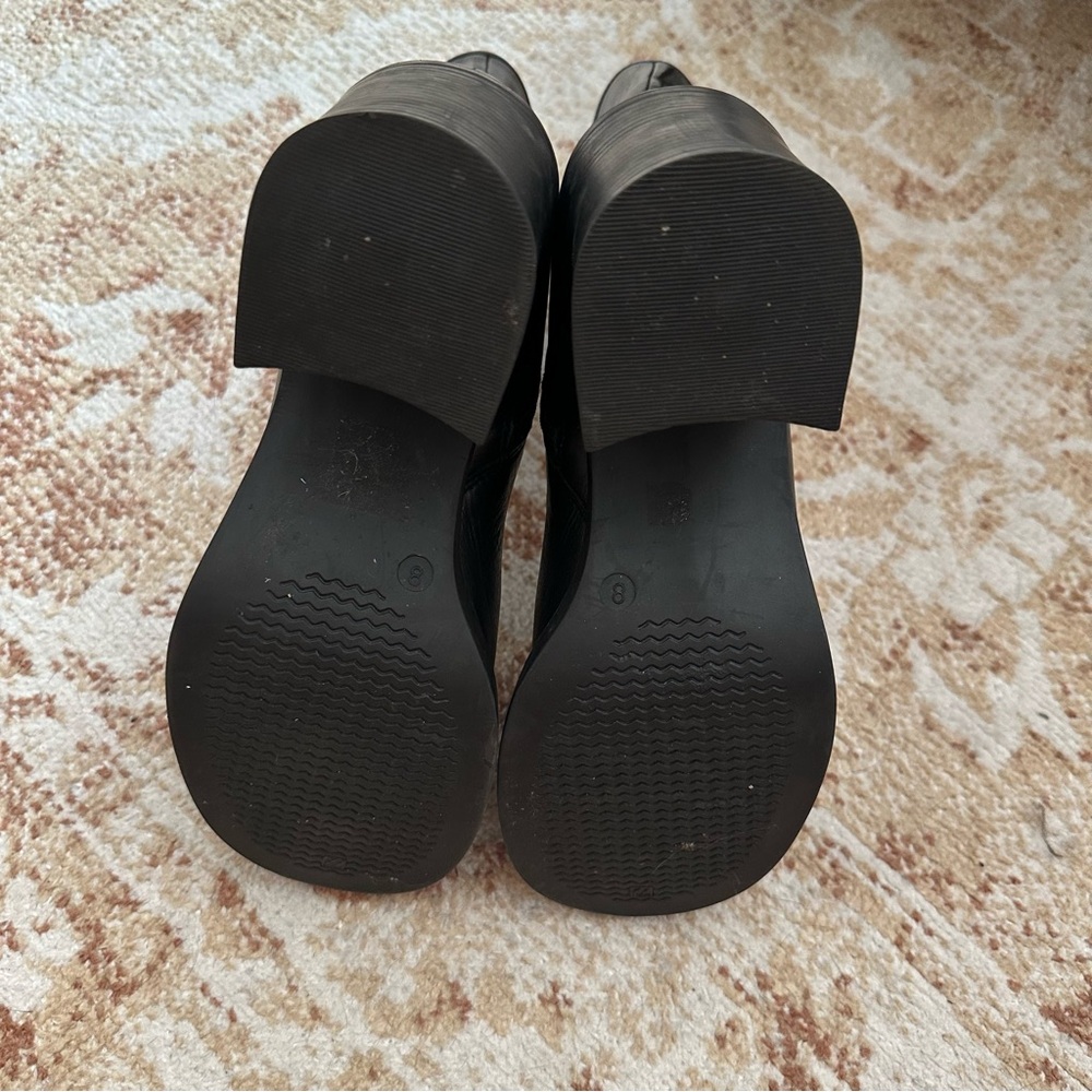 Urban Outfitters Boots Womens Size 8 Black Beau Square Toe UO Side Zip Platform - Picture 7 of 9